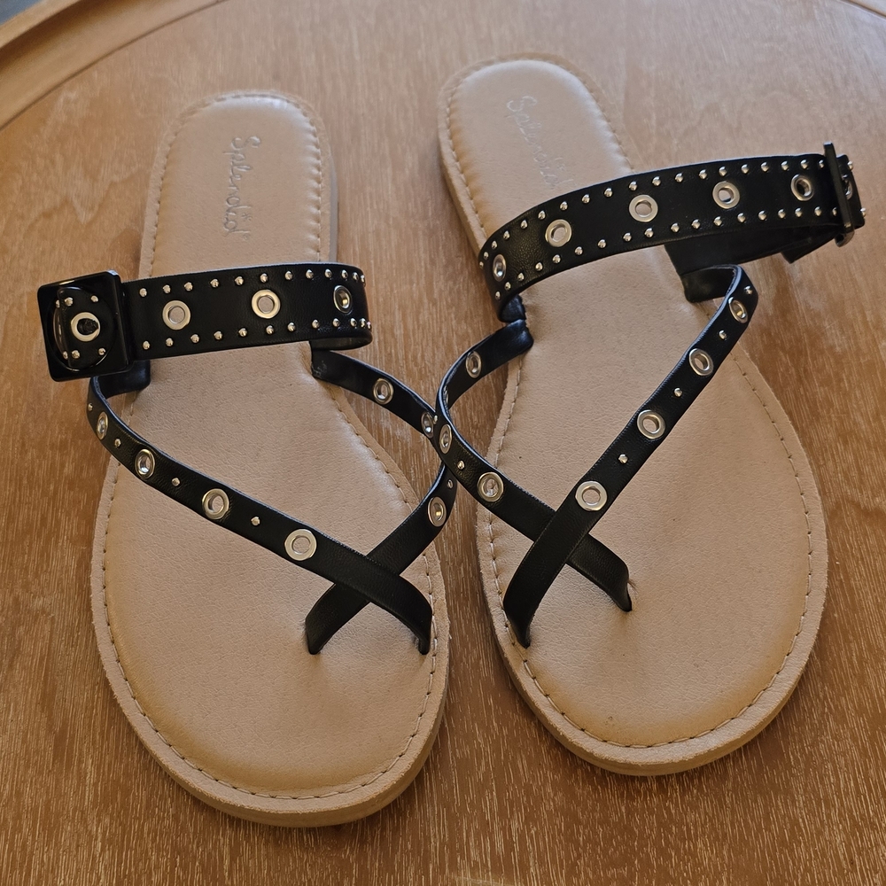 NEW Splendid Black and Tan Studded Sandals